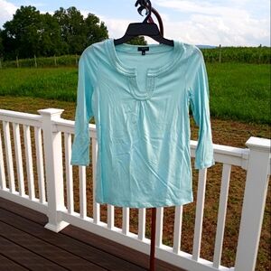 Talbots 3/4 Sleeve Sea Breeze Cotton Tee SP